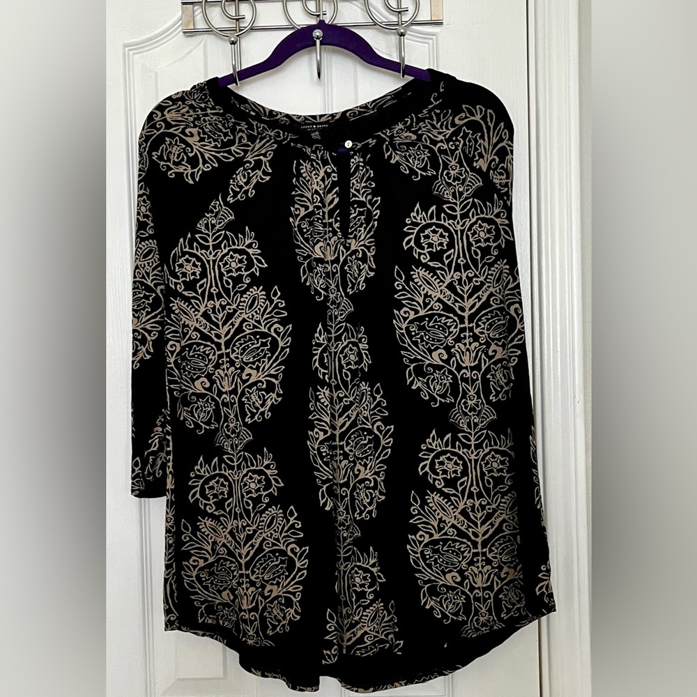 LUCKY BRAND WOMENS BLACK PRINT TOP, size 1x